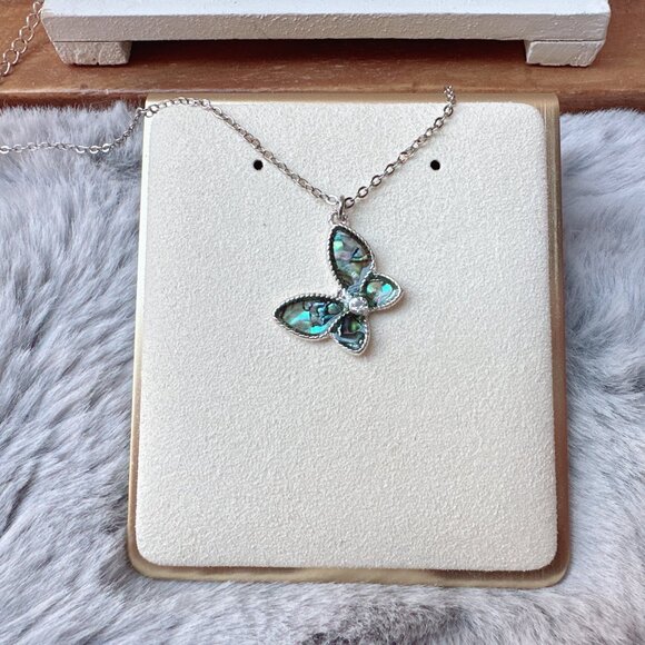 Small Abalone Butterfly Charm Necklace - Picture 5 of 5